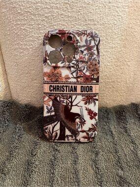 Floral & Bird Print Phone Case - Red, Brown, white